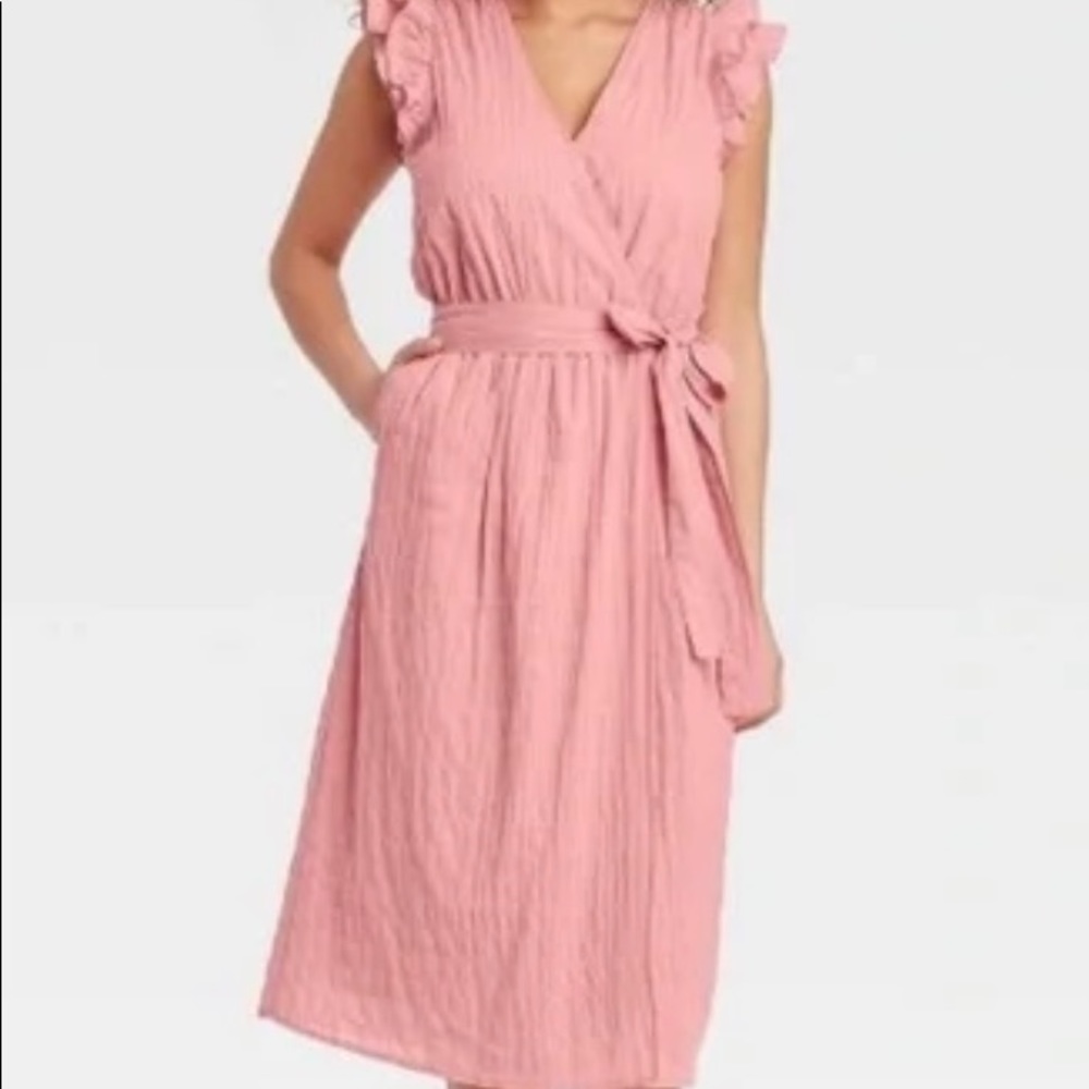 A New Day pink faux wrap dress size large